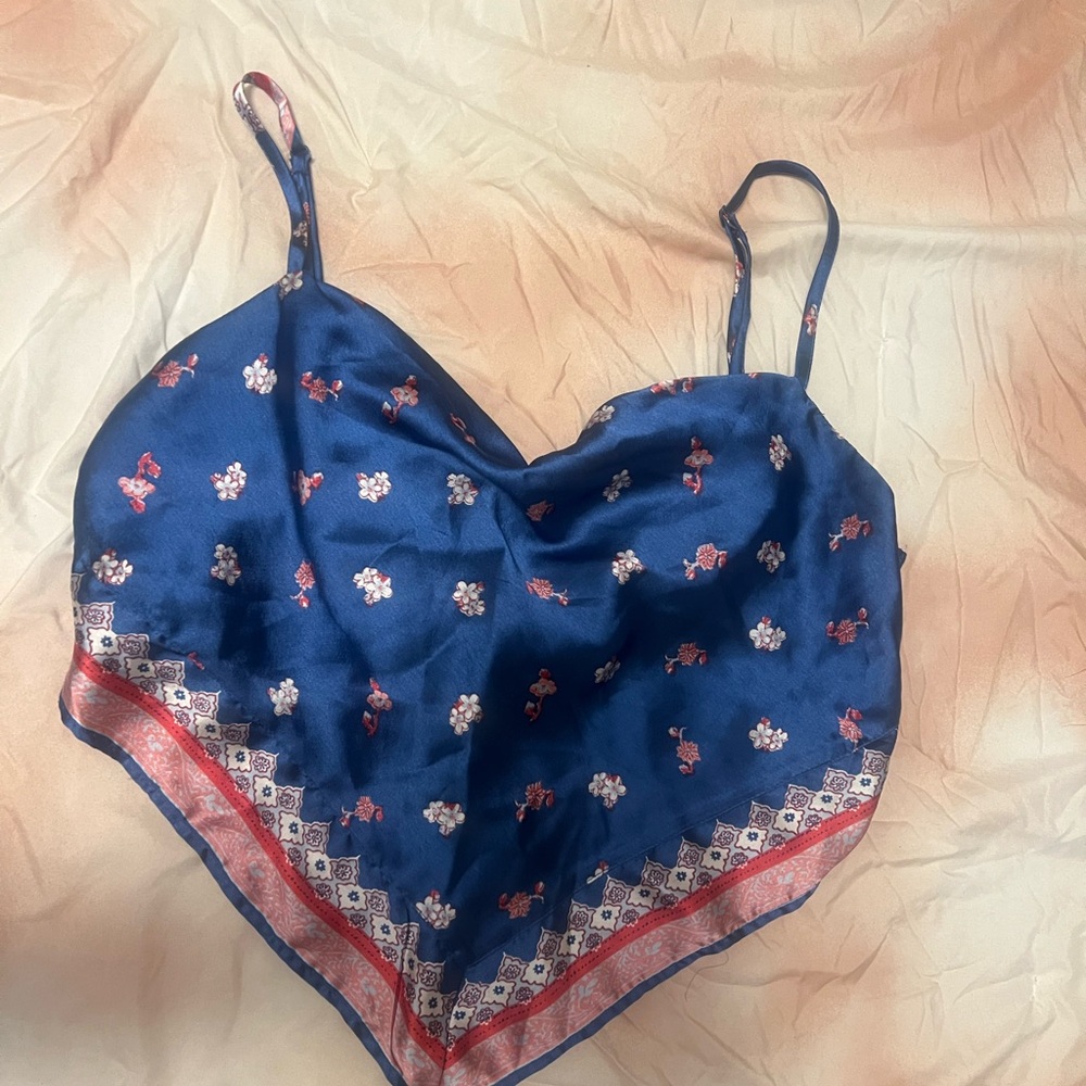 Japna Navy Floral Polyester Top